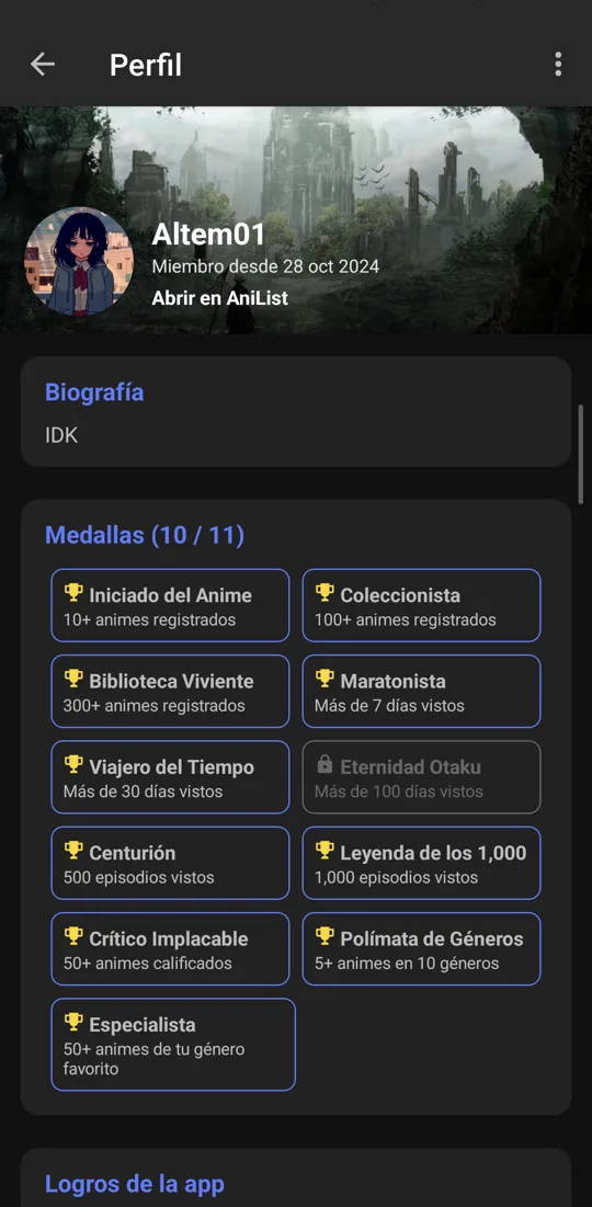 Perfil y medallas